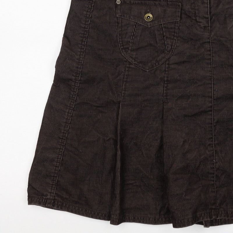 Cop.Copine Women’s Brown Corduroy Cargo Skirt UK 16 Knee Length