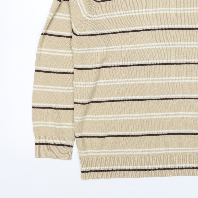 Berkertex Women’s Beige Striped Acrylic Knit Pullover Jumper UK 20
