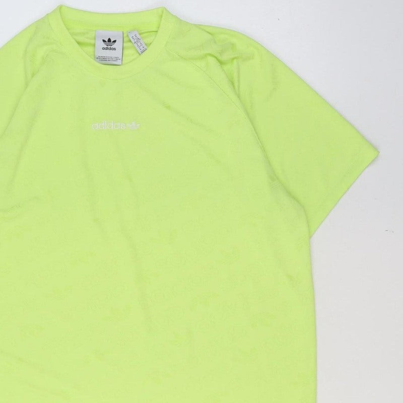 adidas Men Green XL Logo Graphic Raglan Crew Neck T-Shirt