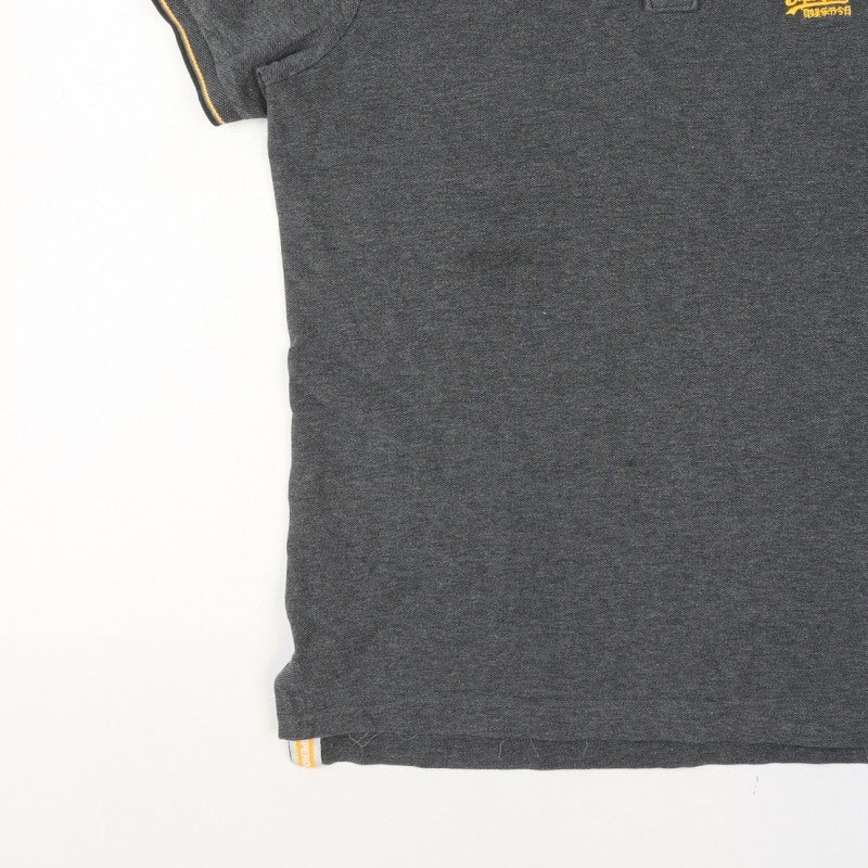 Superdry Mens Grey Large Cotton Logo Trim Short Sleeve Polo Shirt