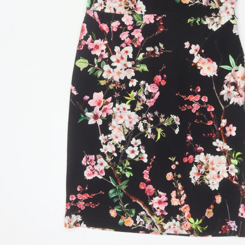 Coast Women’s Black Floral UK 10 Knee Length Sheath Dress