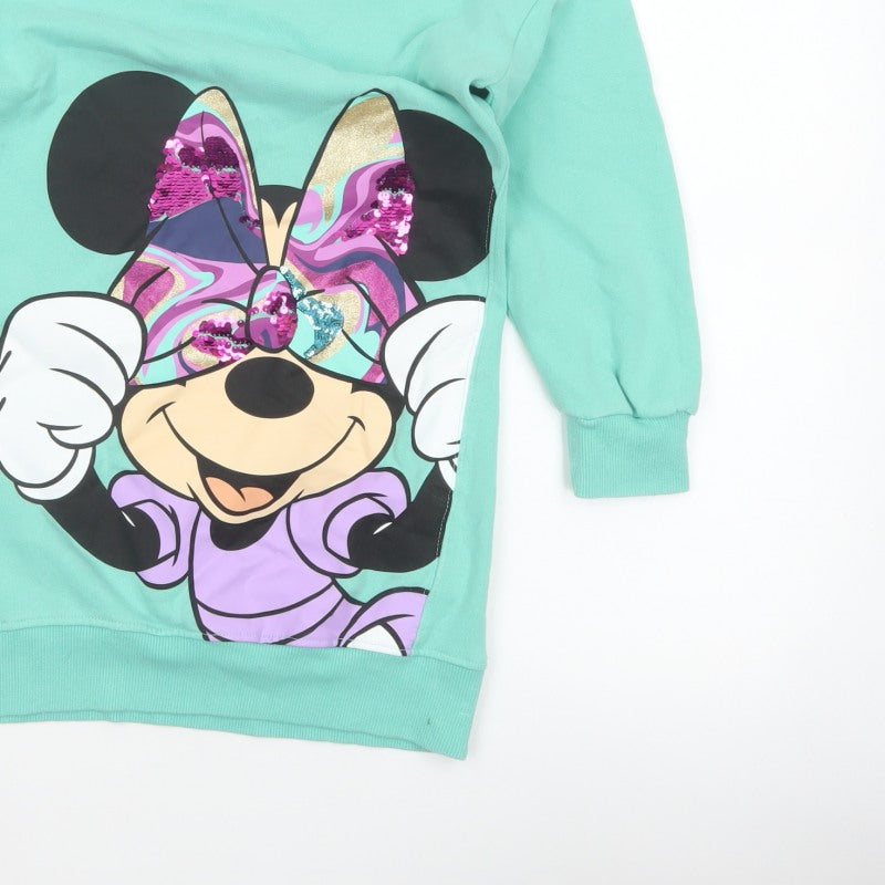 Additional view of Next girls’ green 10 years minnie mouse sequin graphic tunic sweatshirt