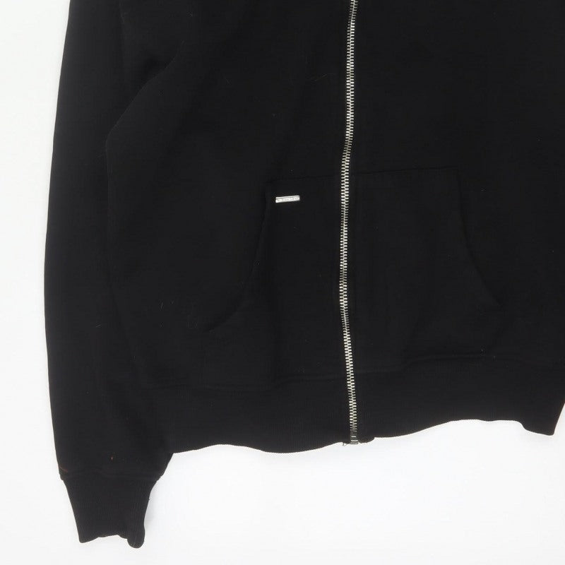 Additional view of Sevenheavens Men’s Black M Full Zip Hooded Fleece Hoodie Logo Pockets