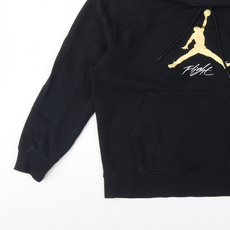 Jordan Men’s Black L Pullover Hoodie Gold Jumpman Graphic Basketball