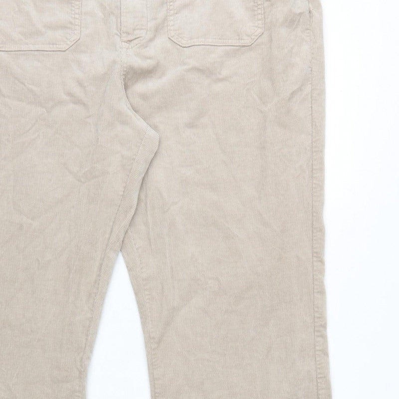 Marks and Spencer Women Beige UK 22 Regular Bootcut Cord Trousers