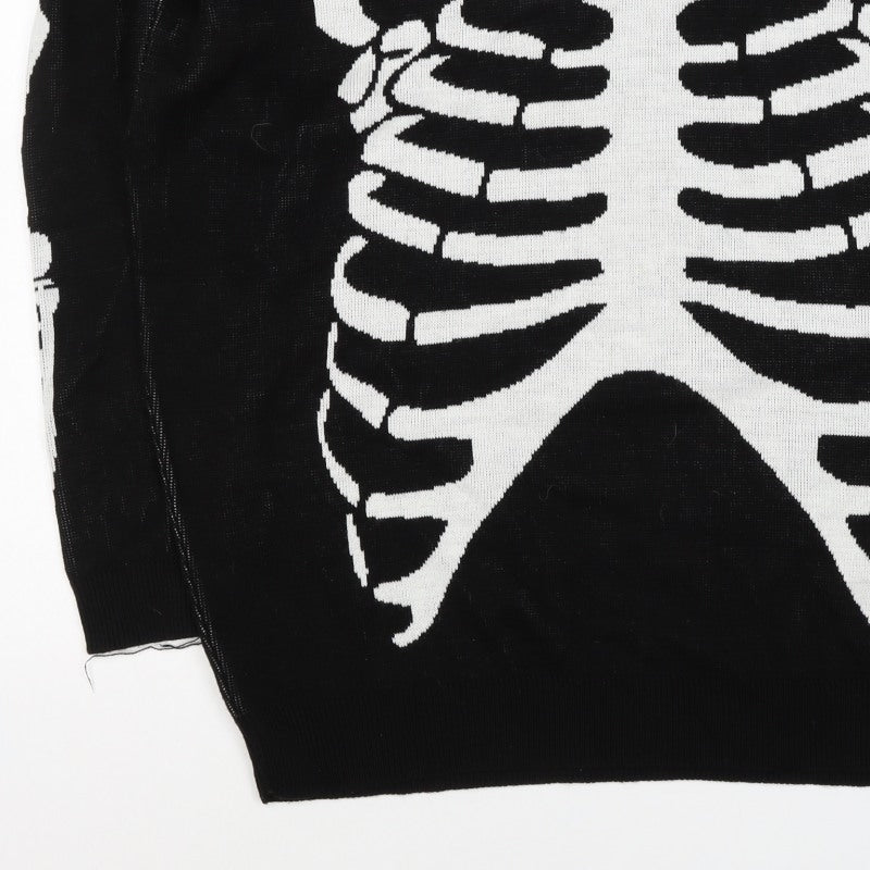 Additional view of Man Avan Men’s Black M Skull Gothic Graphic Knit Crew Neck Jumper