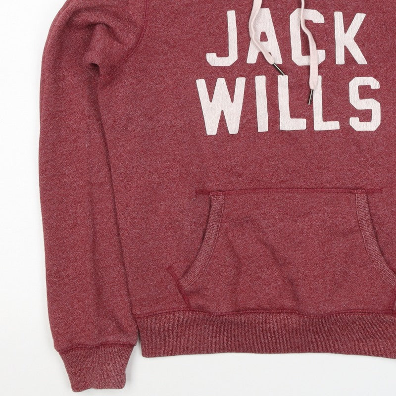 Jack Wills Women’s Red UK 10 Pullover Hoodie Logo Pockets