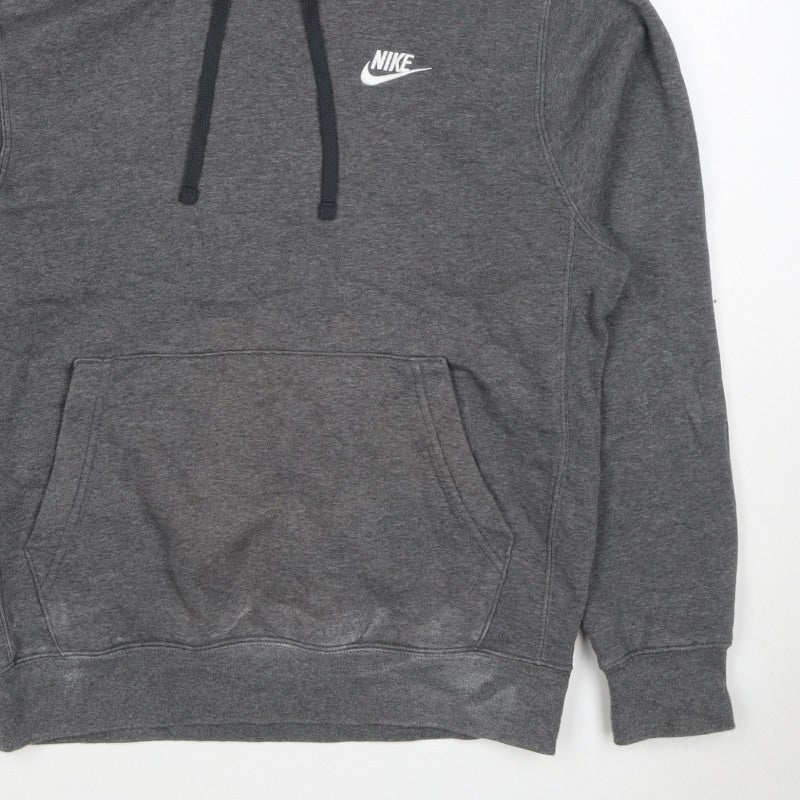Nike Men’s Grey Small Pullover Hoodie Logo Fleece Drawstring