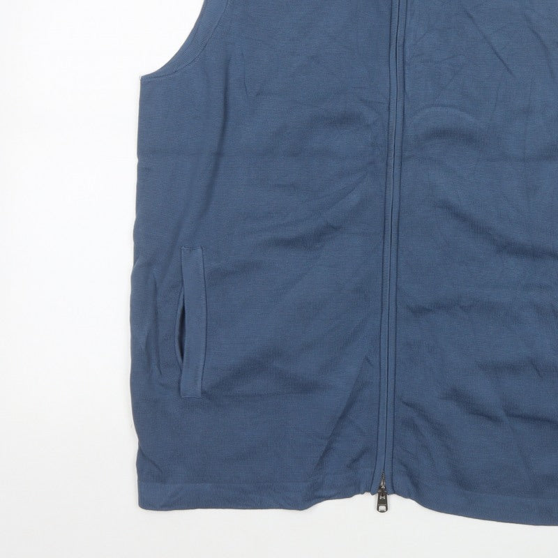 M&S Autograph Men Blue XL Cotton Modal Full Zip Knit Vest