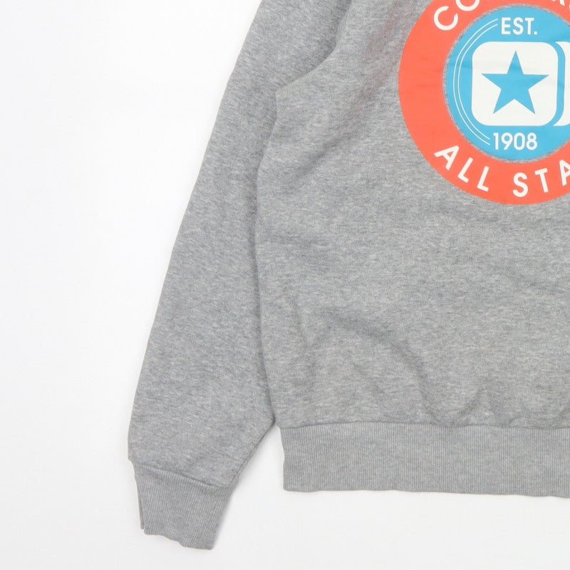 Converse Boys Grey 12-13 Years Logo Graphic Fleece Pullover Sweatshirt