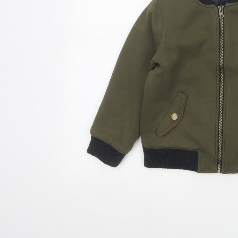 Fearne Boys Green Bomber Jacket 4-5 Years Lined Full Zip