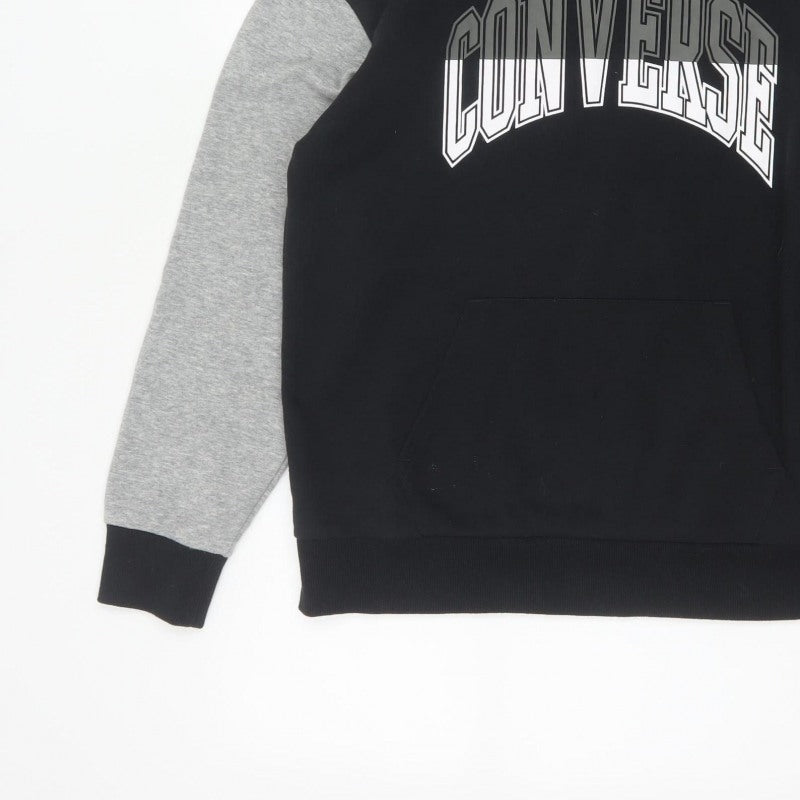 Converse Boys Black Grey XL 13-15 Years Pullover Logo Hoodie