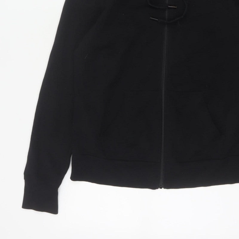 Marks and Spencer Women Black UK 14 Full Zip Hooded Hoodie Pockets