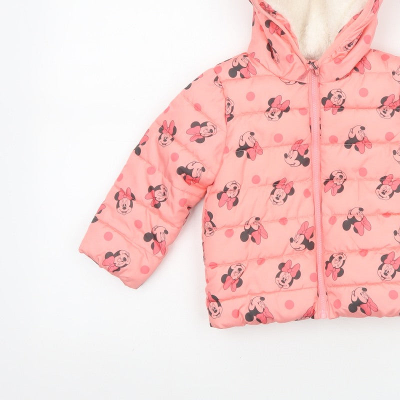 Additional view of Disney Baby girls’ pink 12-18 months minnie mouse hooded puffer jacket
