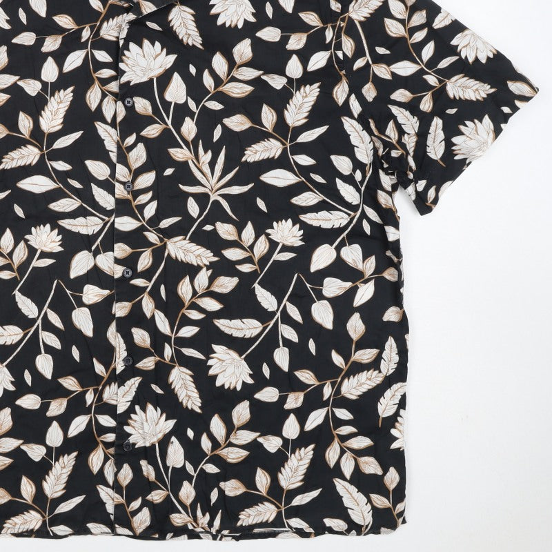 Autograph Men’s Black Floral Short Sleeve Button-Up Shirt 3XL