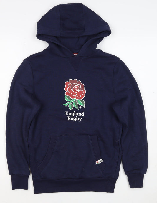 England Rugby Boys Navy Pullover Hoodie 13 Years 158cm Rose Logo