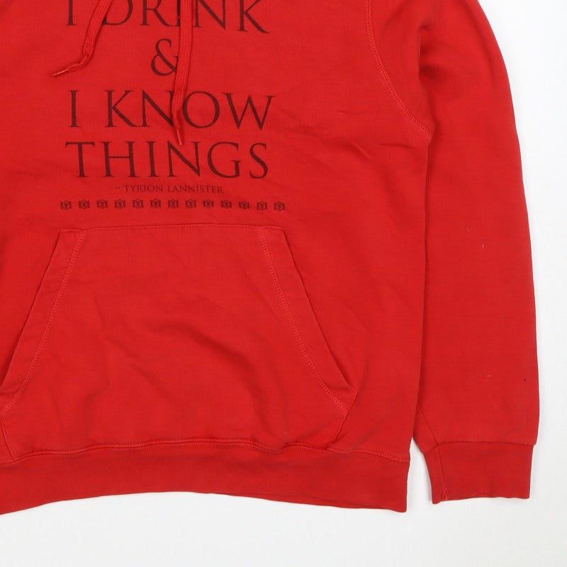 HBO Men’s Red M Pullover Hoodie Tyrion Lannister Quote Graphic