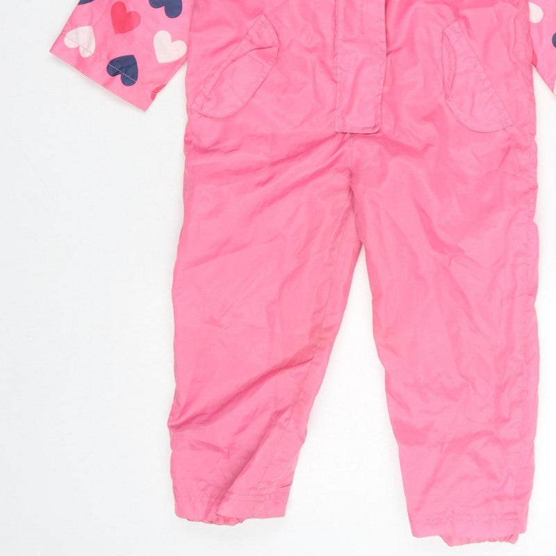 Chad Valley Girls Pink Heart Hooded Snowsuit Age 3-4 Years Zip
