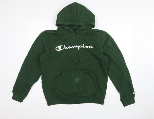 Back view of Champion Men’s Green M Pullover Logo Hoodie Pocket