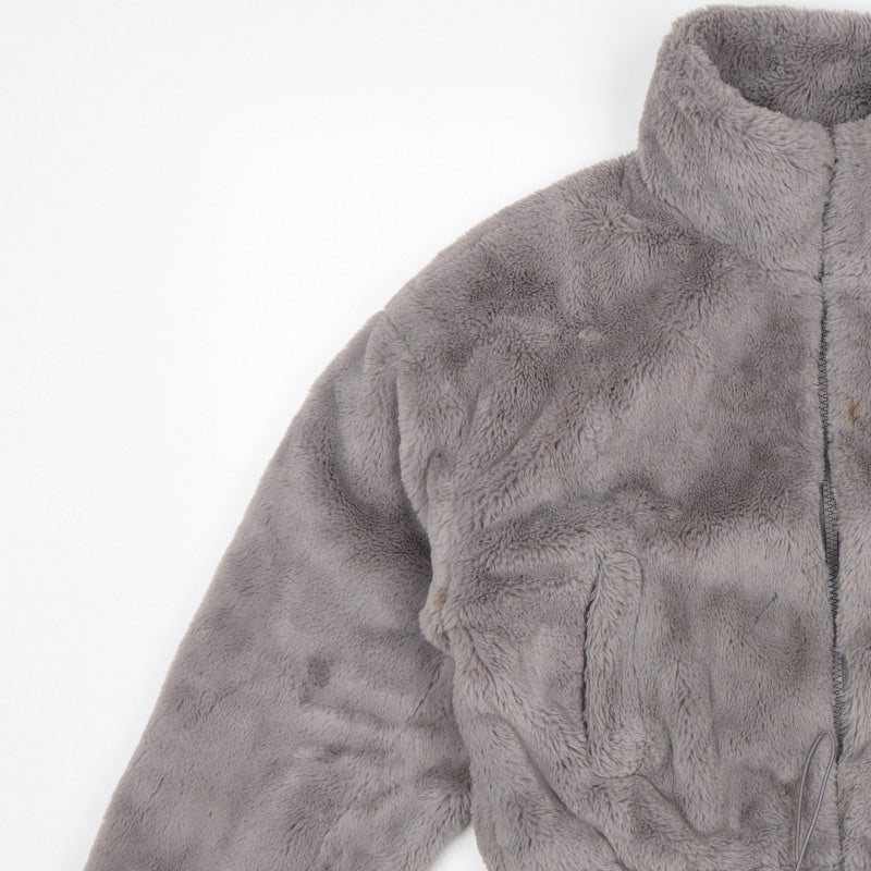 ASOS DESIGN Women's Grey UK 8 Faux Fur Cropped Zip Jacket