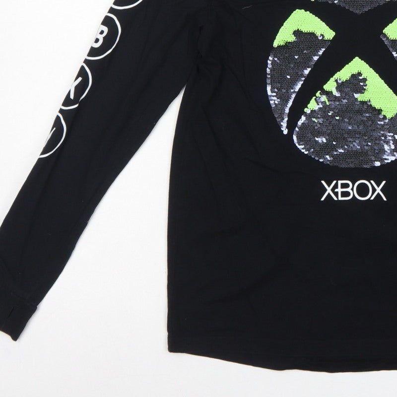 Xbox Boys Black 12 Years Long Sleeve Sequin Logo T-Shirt Top