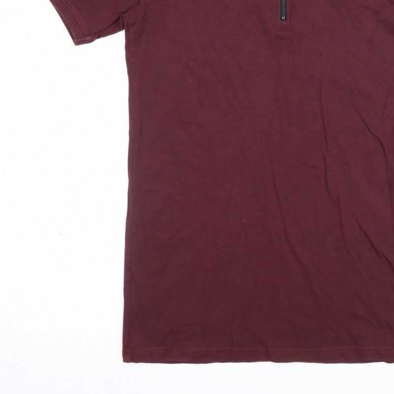 Additional view of Father Sons Men’s M Burgundy Red 1/4 Zip Short Sleeve Polo