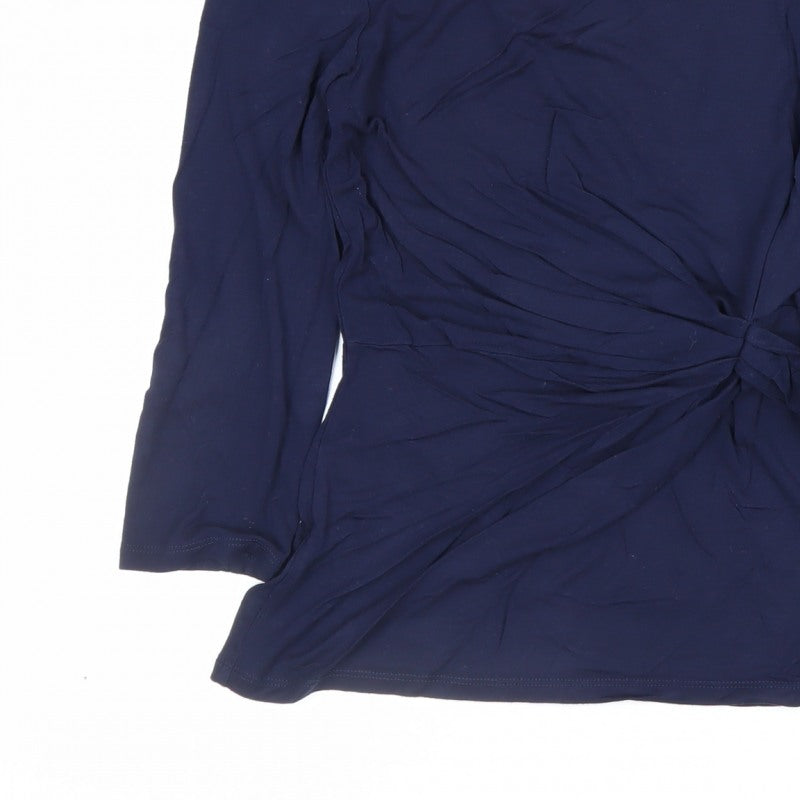 Phase Eight Women Blue Size 10 Wrap Tie Long Sleeve Jersey Blouse