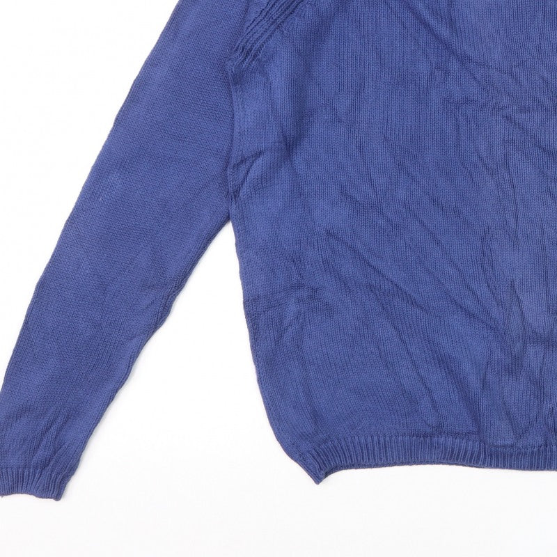 ISLE Essentials Women’s Blue Cotton Crew Neck Jumper UK 14 Raglan