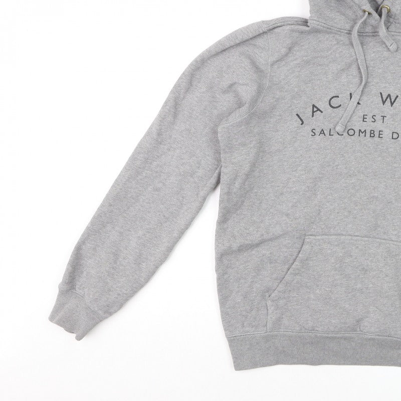 Jack Wills Women’s Grey Logo Pullover Hoodie UK 12 Cotton Blend