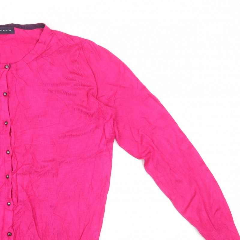 M&S Collection Women’s Pink Button Cardigan UK 10 Lightweight Knit