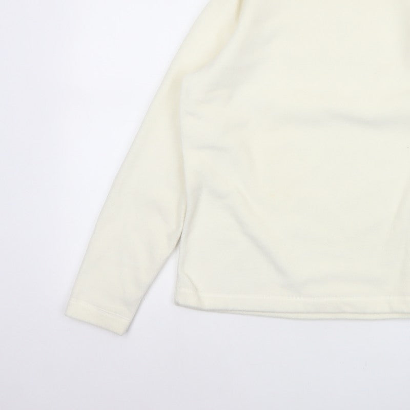 Lands' End Women Ivory M Fleece Cowl Neck Pullover Sweatshirt Stretch