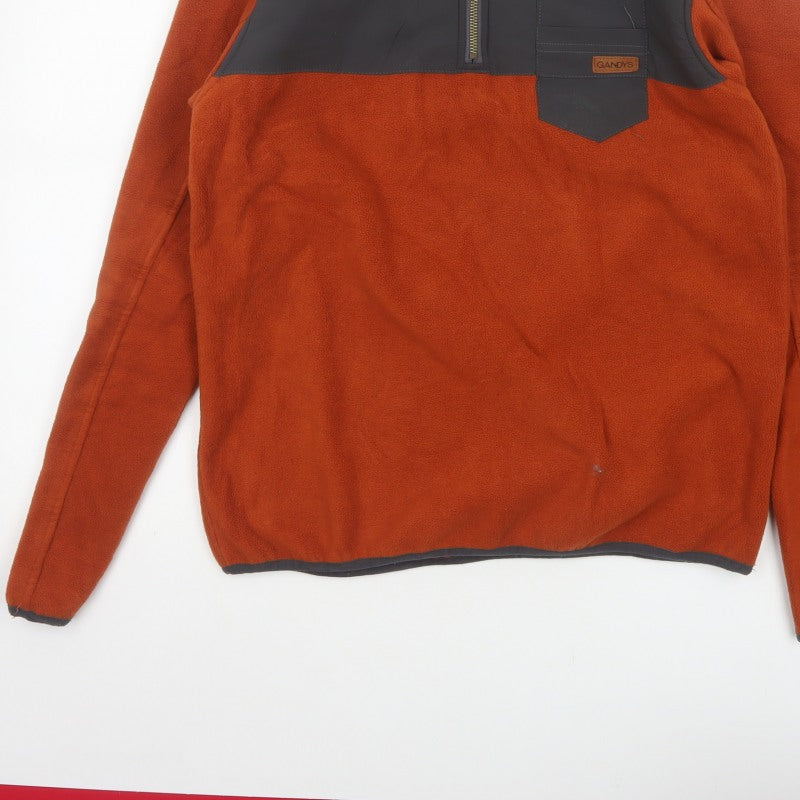 Additional view of Gandys Men’s Orange Black XS 1/2 Zip Fleece Pullover Outdoor Sweatshirt