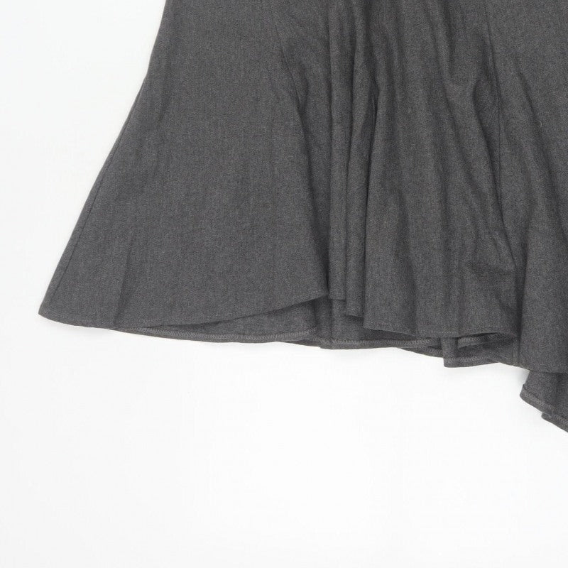Topshop Women Grey UK 10 Asymmetric Flare Midi Wool Blend Skirt