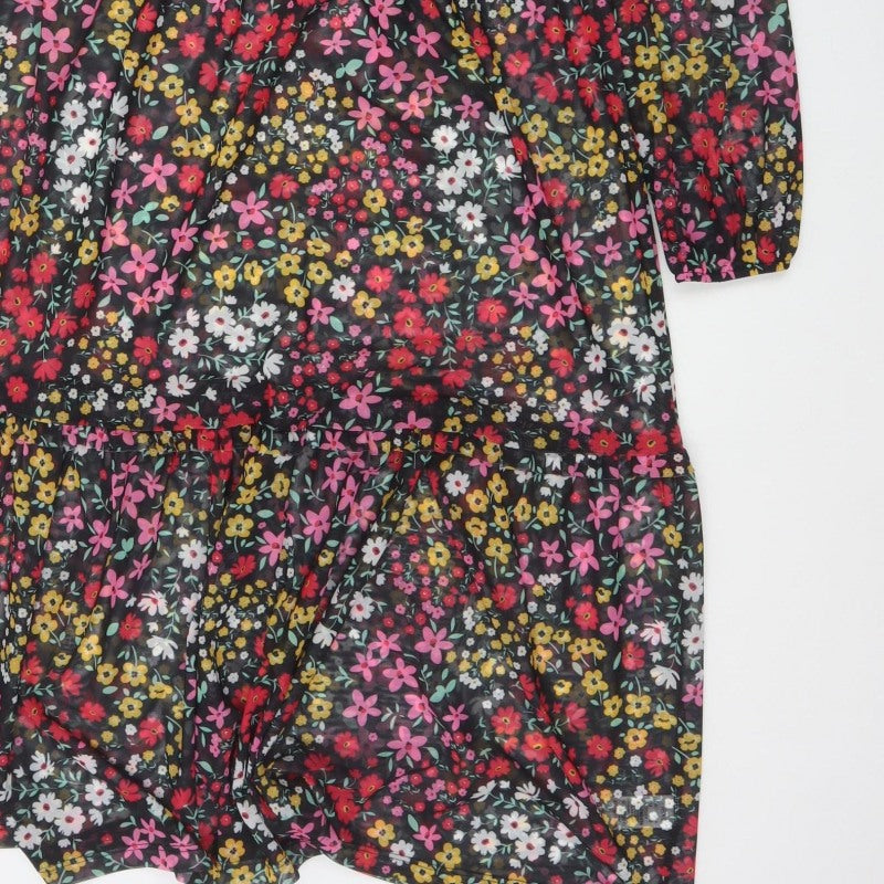Next Women Multicoloured Floral UK 12 Midi A-Line Chiffon Dress