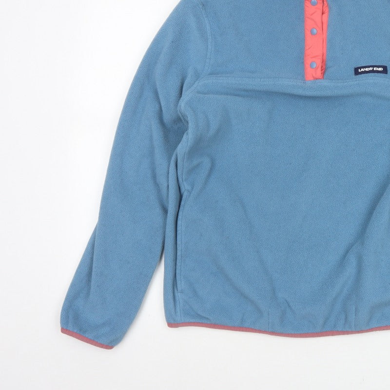 Lands' End Women Blue Pink Fleece Pullover Sweatshirt UK M