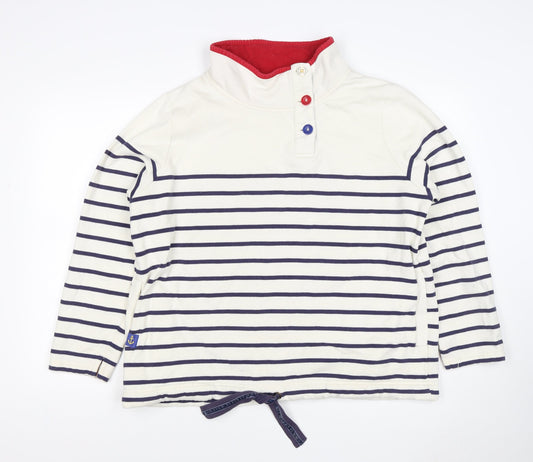 Joules Women’s Multicoloured Stripe Size 14 Nautical Button Sweatshirt