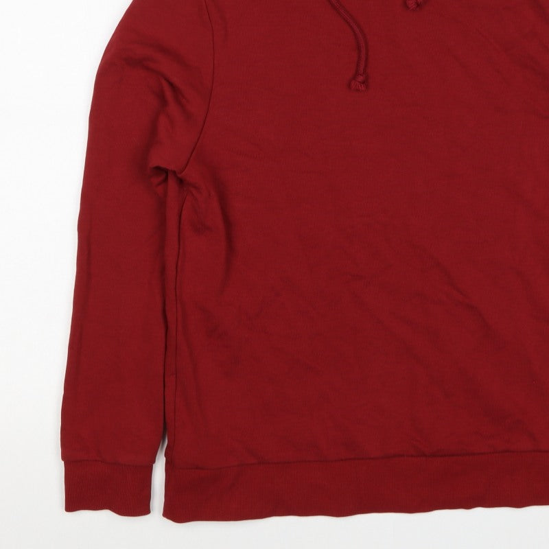 Marks Spencer Women Red UK 10 Cotton Pullover Drawstring Hoodie