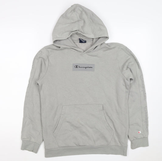 Champion Boys Grey Logo Pullover Hoodie 13-14 Years Fleece