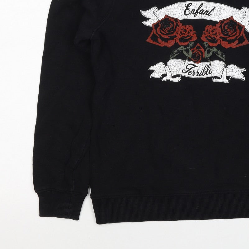 Additional view of Seven Sisters Men’s Black S Rose Graphic Crew Neck jumper