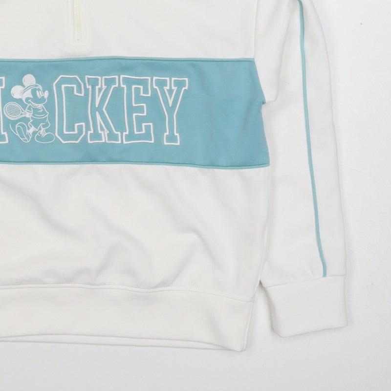 Disney Girls White Mickey Mouse 10-11 Years 1/4 Zip Pullover Sweatshirt