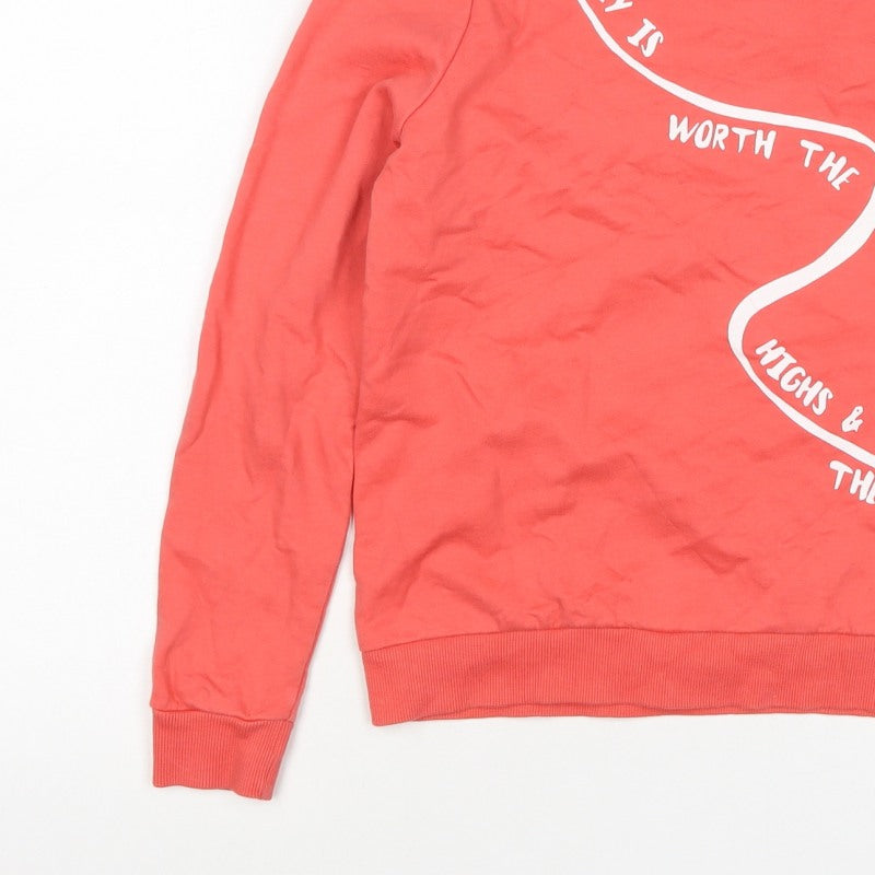 Vero Moda Women Pink XS Pullover Sweatshirt Quote Graphic Cotton