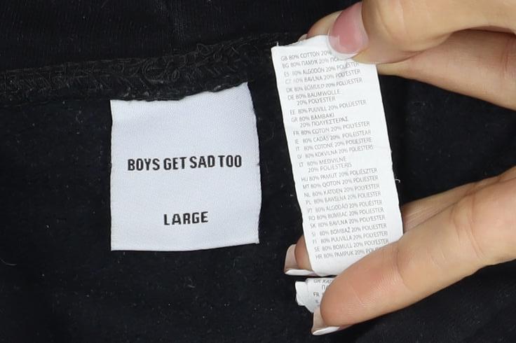 Boys Get Sad Too Men's Black L Pullover Hoodie Floral Graphic