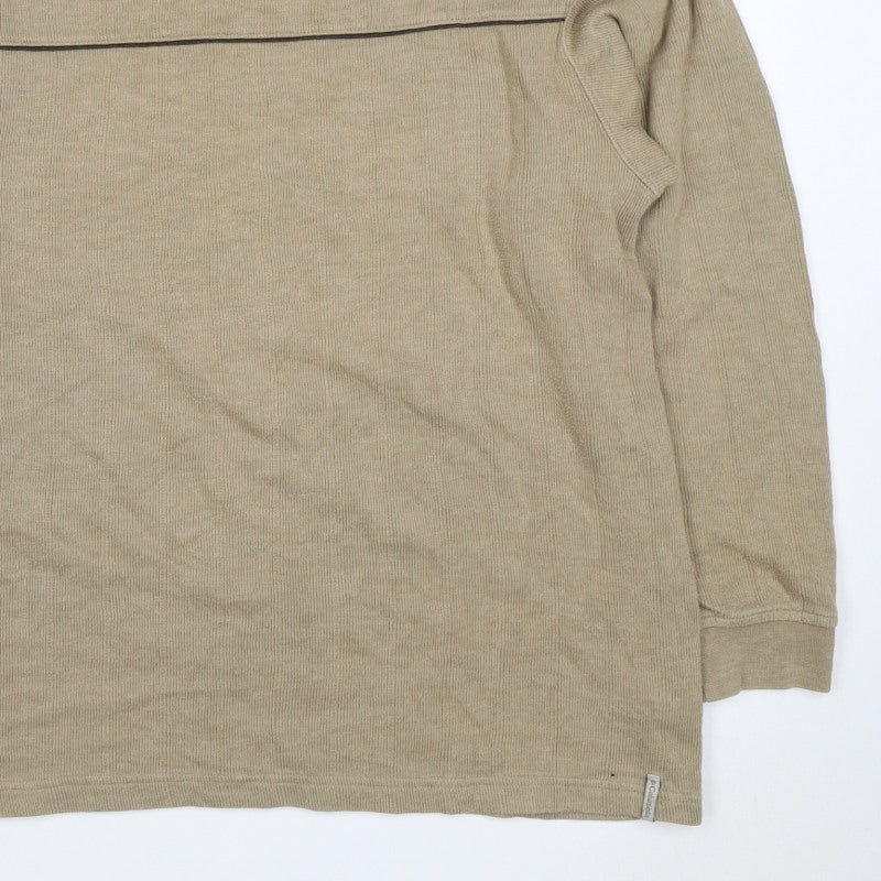 Columbia Men’s Beige L V-Neck Pullover Sweatshirt Outdoor Logo