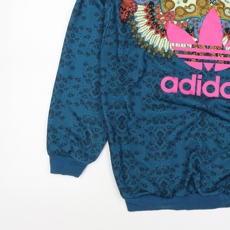 Adidas Unisex Adults Blue XS Butterfly Graphic Logo Crew Sweatshirt