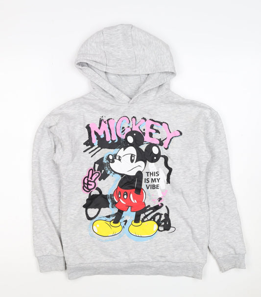 Disney Boys Grey Mickey & Friends Graphic Pullover Hoodie 9-10 Years