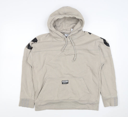 Adidas Boys Beige S Pullover Hoodie Logo Graphic Cotton