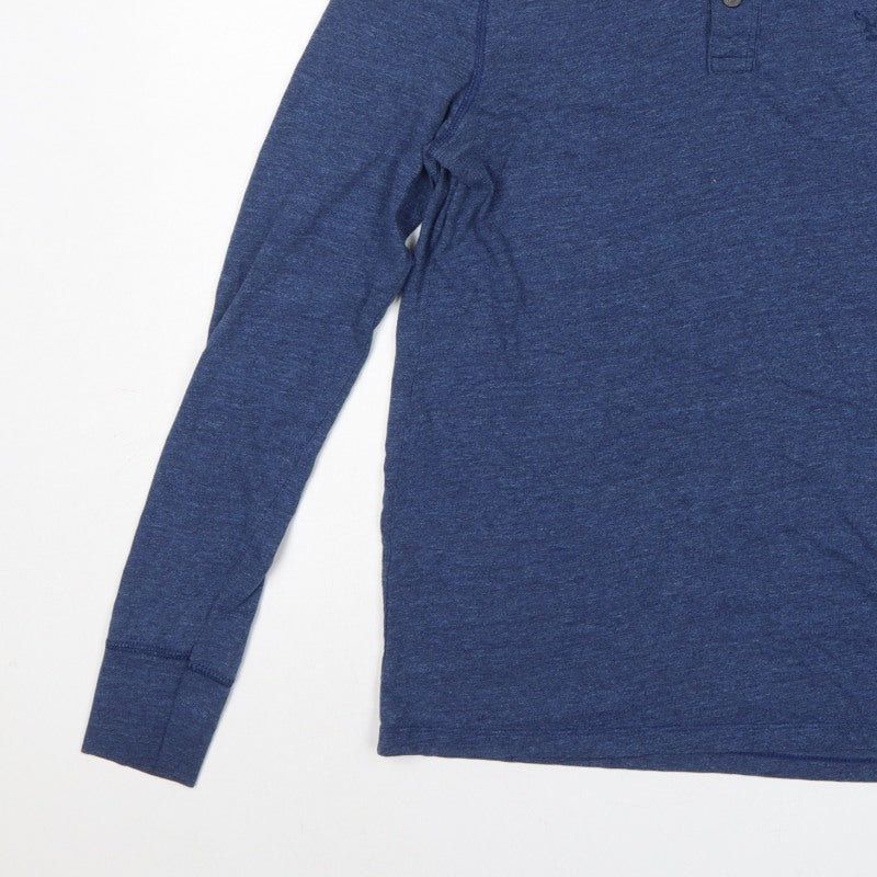 American Eagle Men Blue Small Athletic Fit Long Sleeve Henley T-Shirt