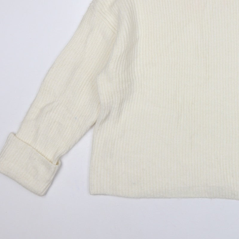 Marks & Spencer Women Ivory XL Roll Neck Rib Knit Jumper Long Sleeve