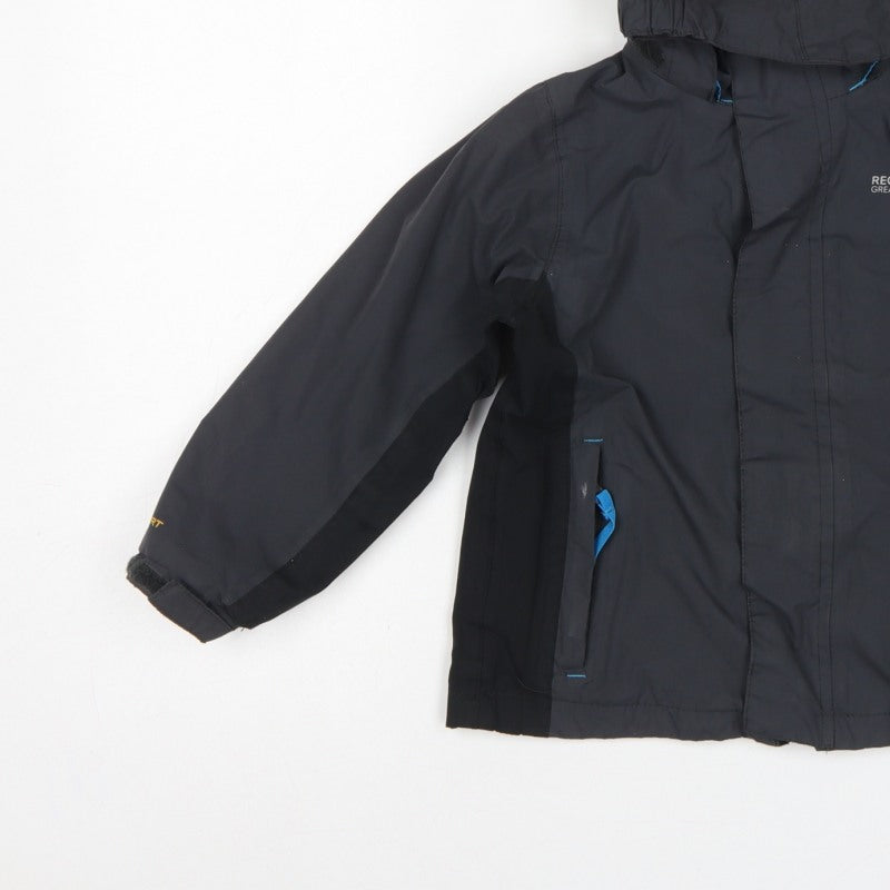 Additional view of Regatta boys’ black blue 5-6 years hooded waterproof jacket full zip