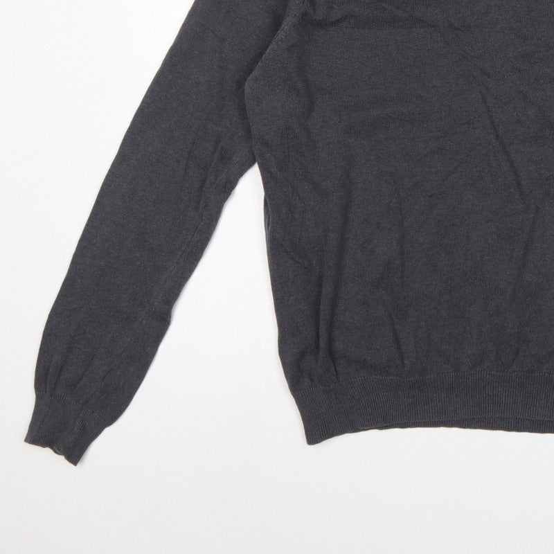 Additional view of Voi Jeans Men's Grey Cotton V-Neck Logo jumper, size M